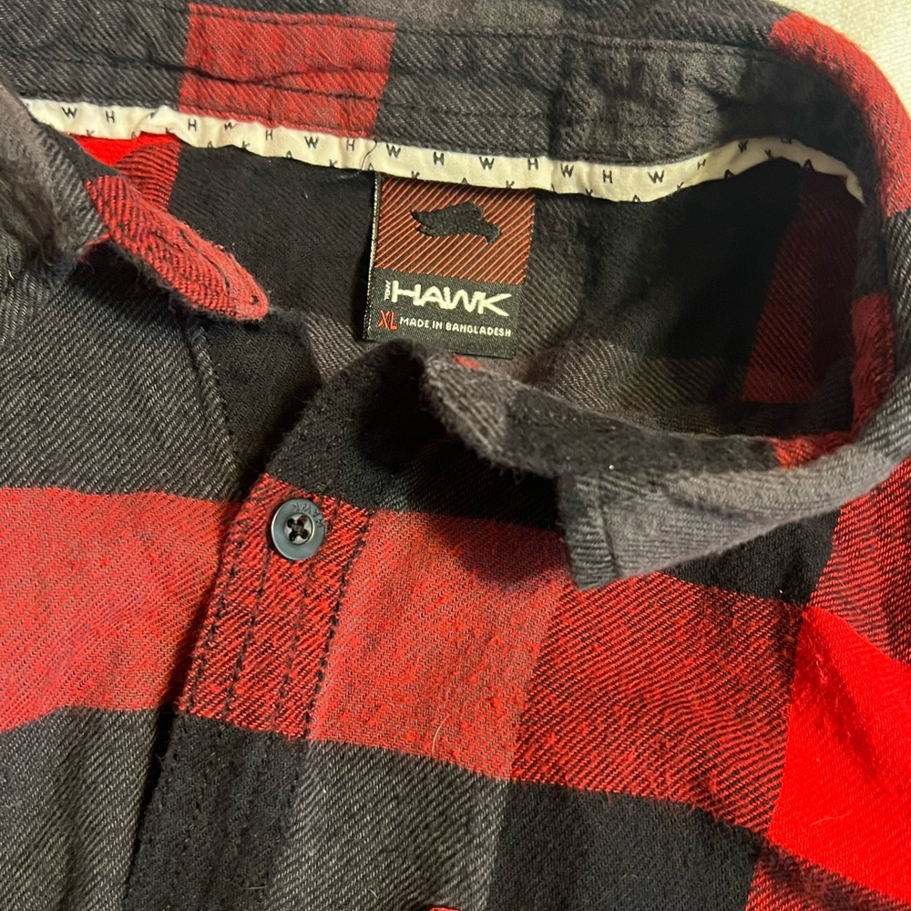 Tony Hawk Flannel Shirt Red/Black/Gray Plaid Long Sleeve Button Down - Picture 5 of 7